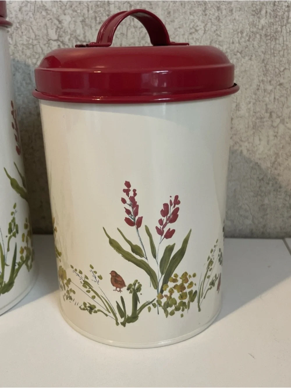 Paula Deen Garden Rooster Tin Canister Set of 3 Beige Pantry New No Packaging - Picture 4 of 8